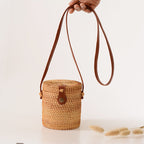 Handwoven Basket with Leather Handle | Kelmera