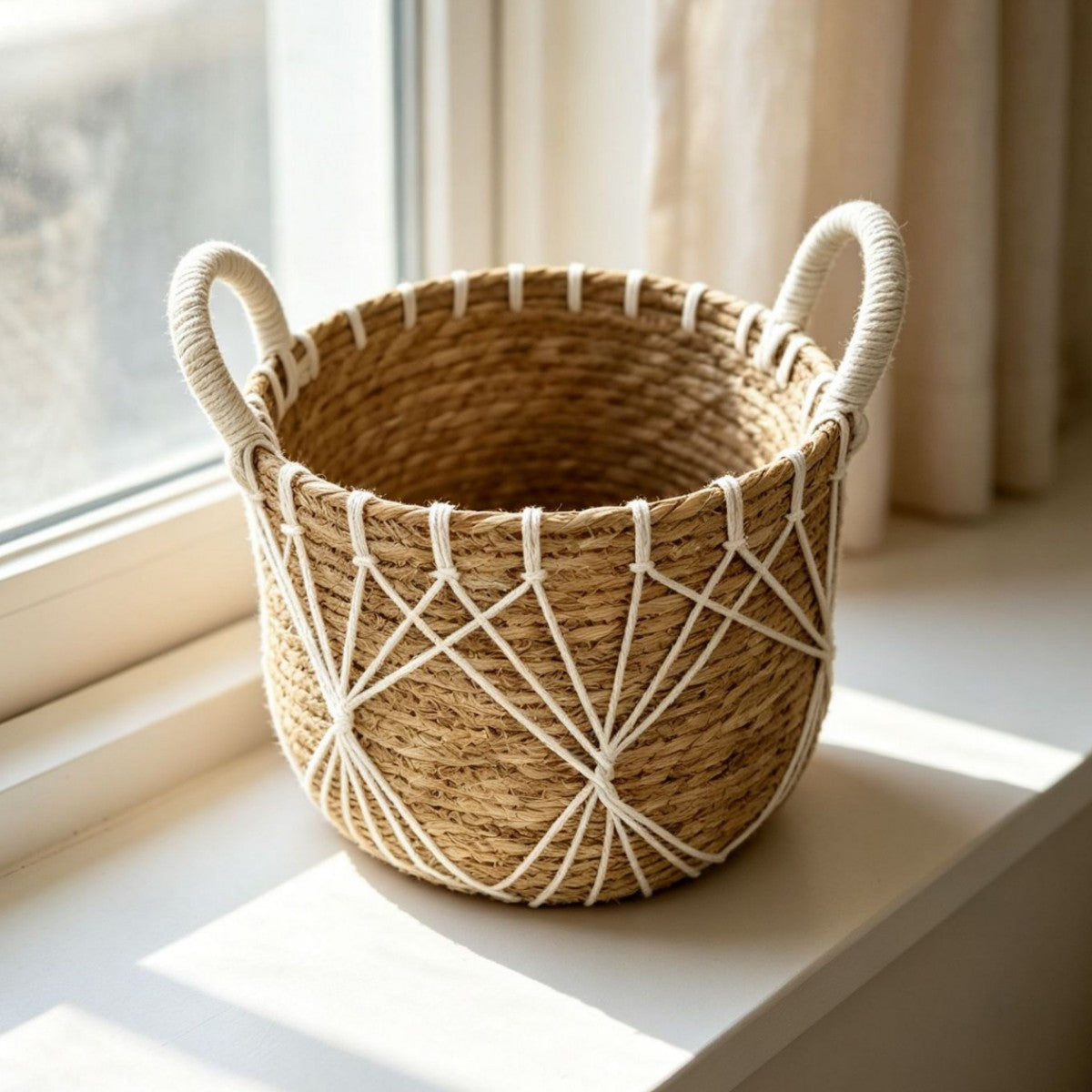 Handwoven Decorative Basket with Heart Motif | Kelmera