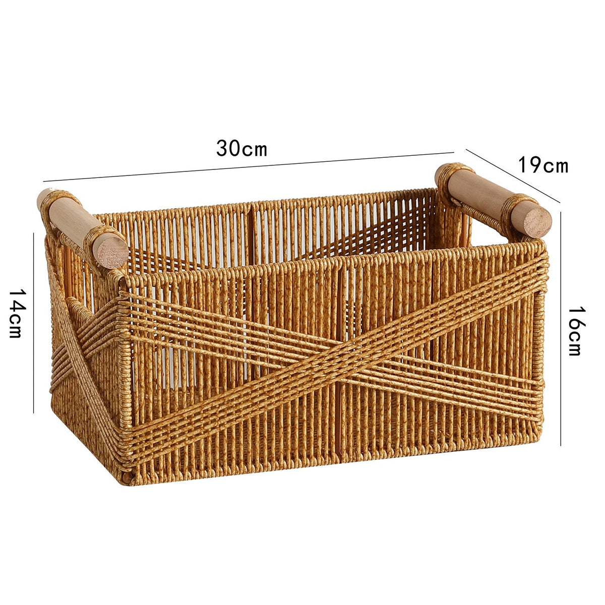 Handwoven Decorative Storage Basket with Wooden Handles | Kelmera