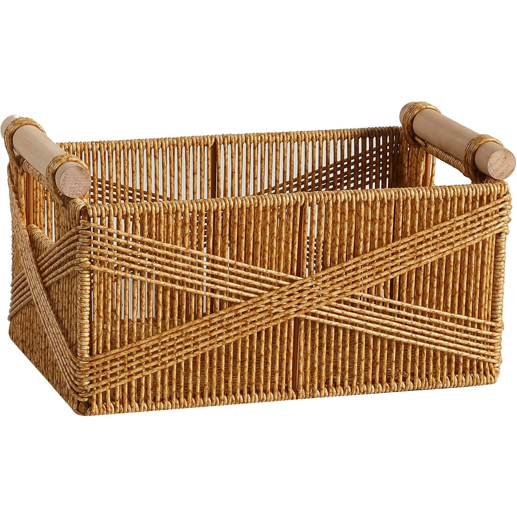 Handwoven Decorative Storage Basket with Wooden Handles | Kelmera