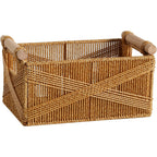 Handwoven Decorative Storage Basket with Wooden Handles | Kelmera