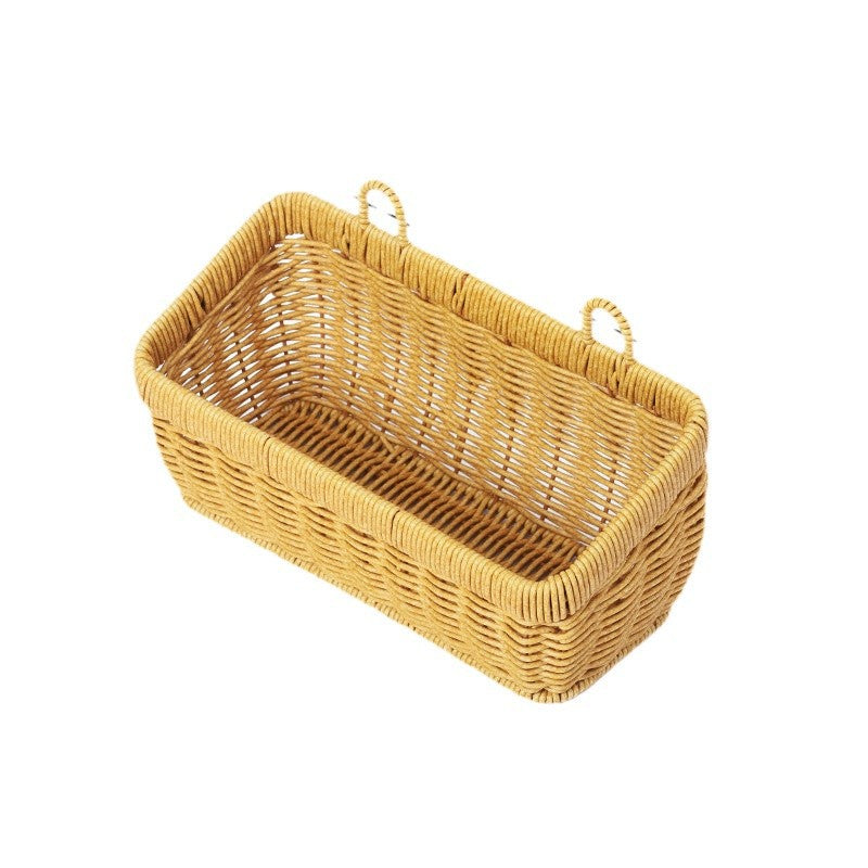Handwoven Rectangular Storage Basket Floral Beige | Kelmera