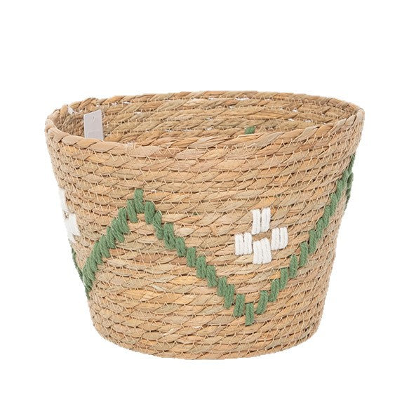 Handwoven Storage Basket with Colorful Accents | Kelmera