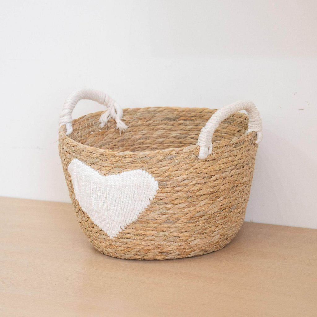Handwoven Storage Basket with Heart Design | Kelmera