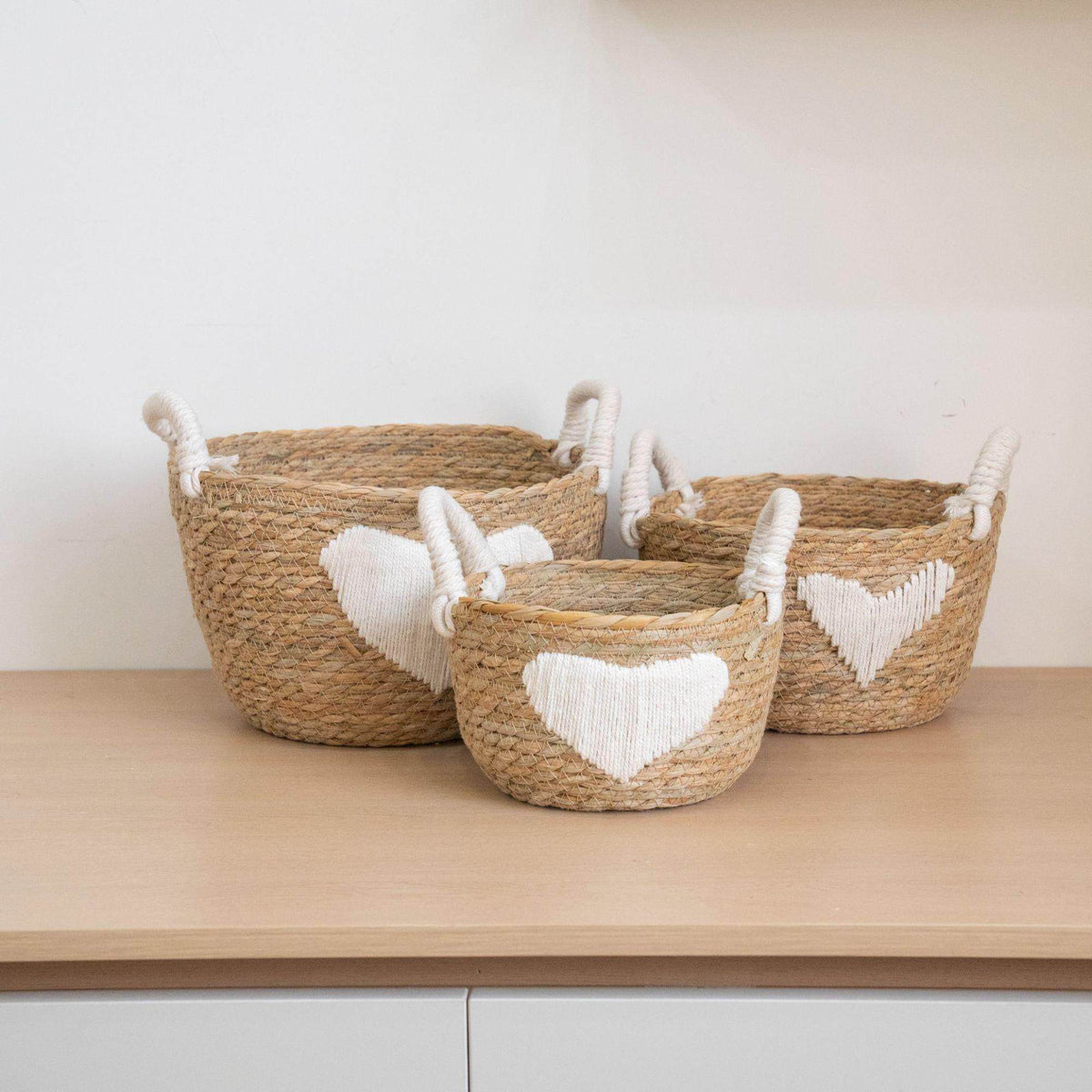 Handwoven Storage Basket with Heart Design | Kelmera