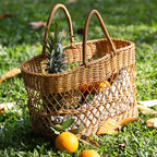 Handwoven Storage Basket with Sturdy Handles Brown | Kelmera