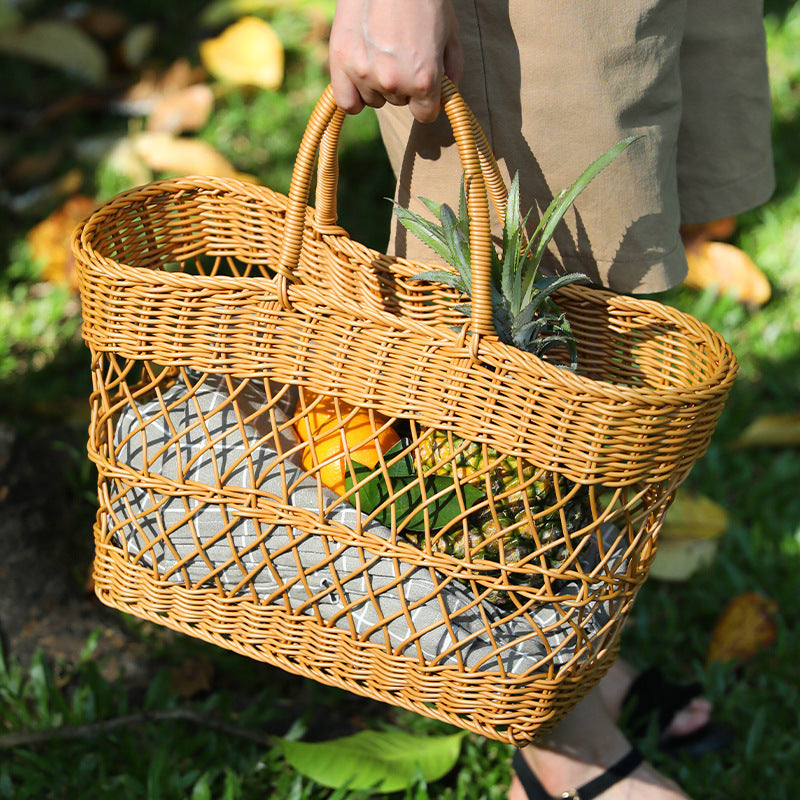Handwoven Storage Basket with Sturdy Handles Brown | Kelmera