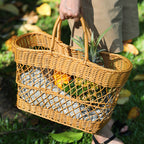 Handwoven Storage Basket with Sturdy Handles Brown | Kelmera