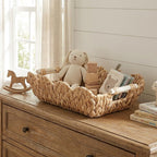 Handwoven Storage Basket with Wave Edge Wood Handle Small | Kelmera