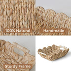 Handwoven Storage Basket with Wave Edge Wood Handle Small | Kelmera