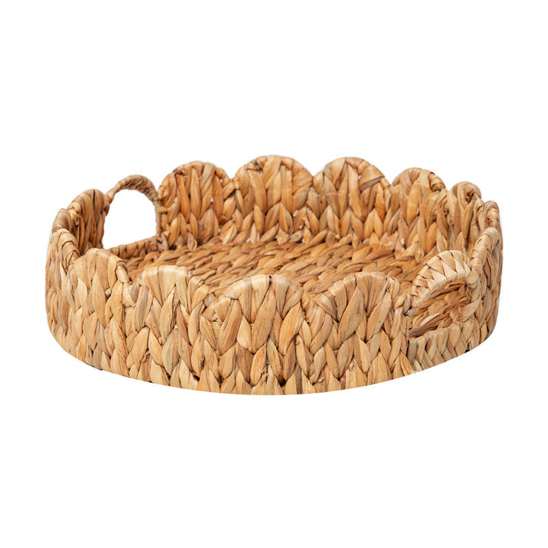 Handwoven Storage Basket with Wave Edge Wood Handle Small | Kelmera
