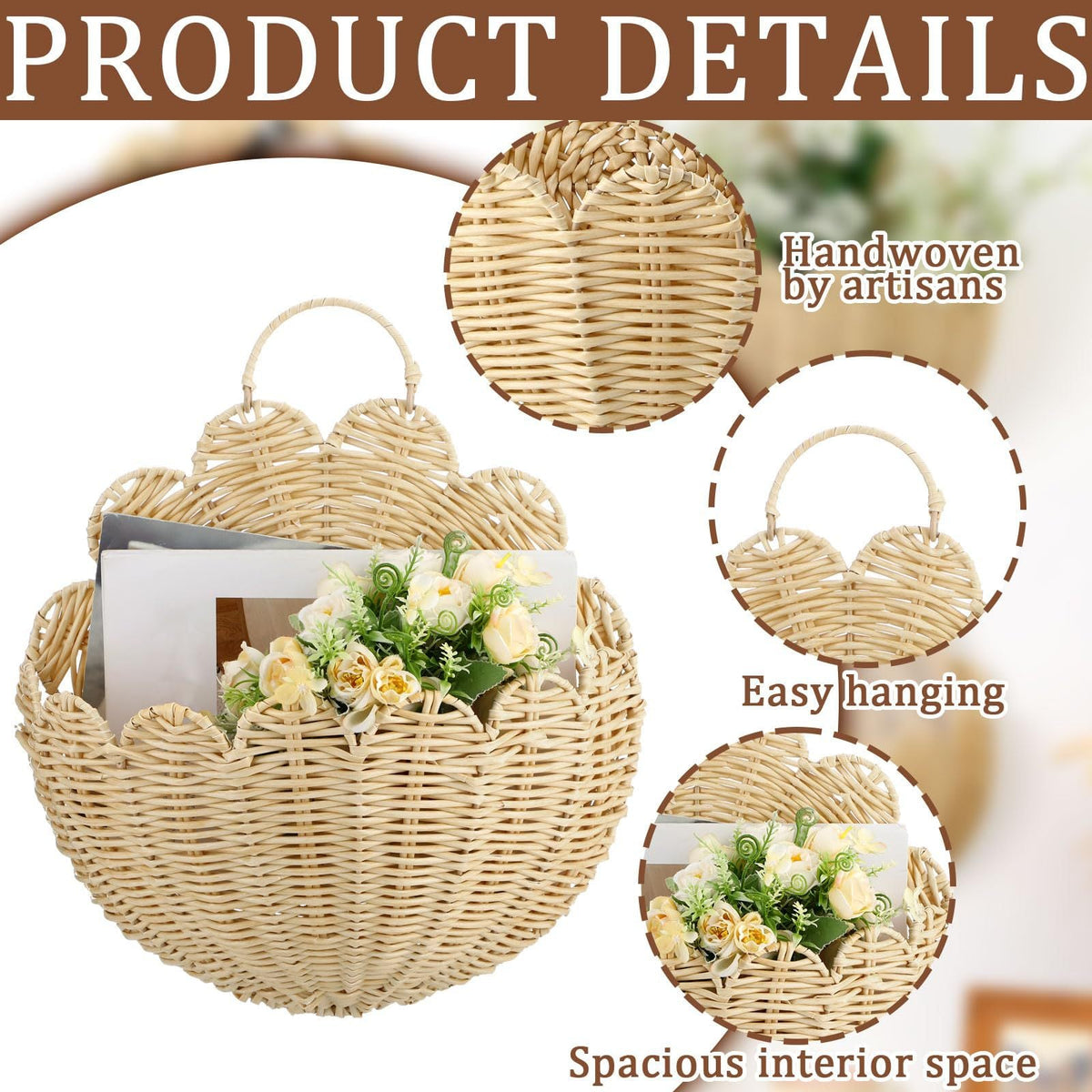 Handwoven Wall Basket with Wave Pattern | Kelmera