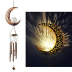 Hanging Flamingo Solar LED Wind Chime with Crackle Glass Globe | Kelmera