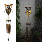 Hanging Flamingo Solar LED Wind Chime with Crackle Glass Globe | Kelmera