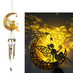 Hanging Flamingo Solar LED Wind Chime with Crackle Glass Globe | Kelmera