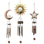 Hanging Flamingo Solar LED Wind Chime with Crackle Glass Globe | Kelmera
