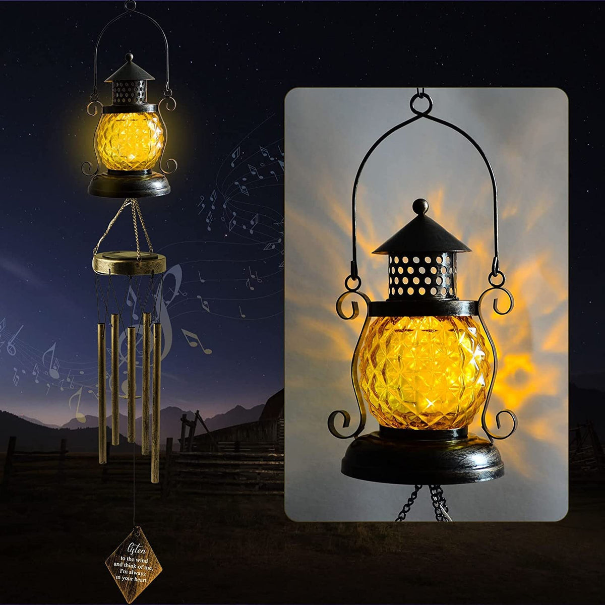 Hanging Flamingo Solar LED Wind Chime with Crackle Glass Globe | Kelmera