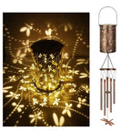 Hanging Flamingo Solar LED Wind Chime with Crackle Glass Globe | Kelmera
