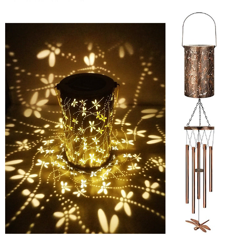 Hanging Flamingo Solar LED Wind Chime with Crackle Glass Globe | Kelmera