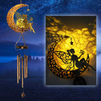 Hanging Flamingo Solar LED Wind Chime with Crackle Glass Globe | Kelmera