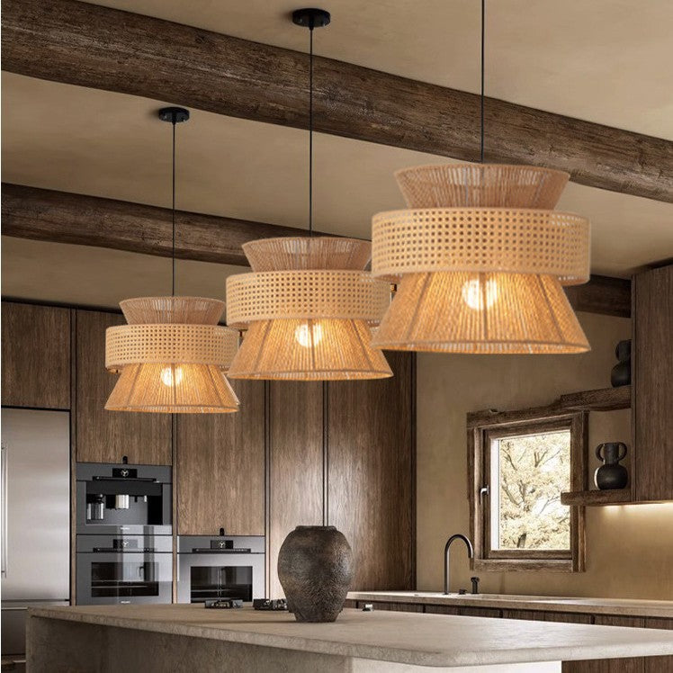 Hanging Lamp Woven Natural Fiber Metal | Kelmera