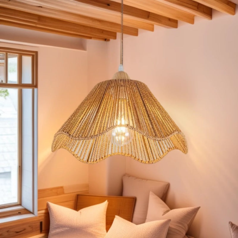 Hanging Lamp Woven Natural Fiber Soft Textile | Kelmera