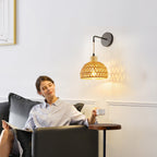 Hanging Light Woven Natural Fiber Wood | Kelmera