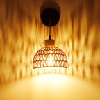 Hanging Light Woven Natural Fiber Wood | Kelmera