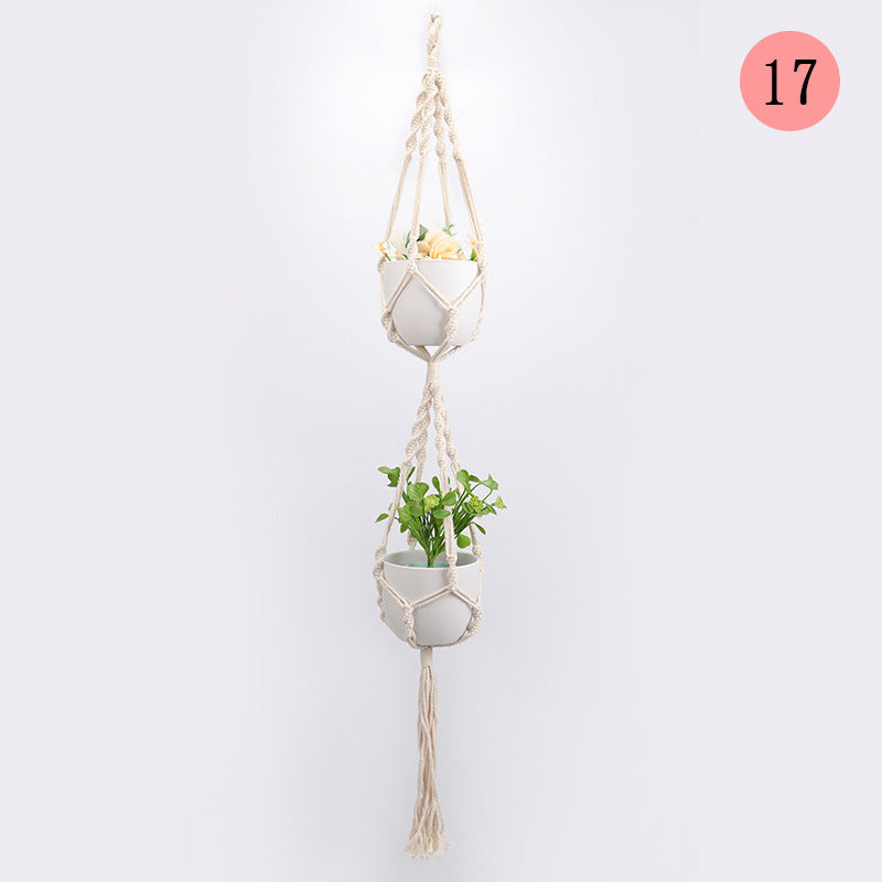 Hanging Macrame Plant Holder Dark Blue Cotton Rope | Kelmera
