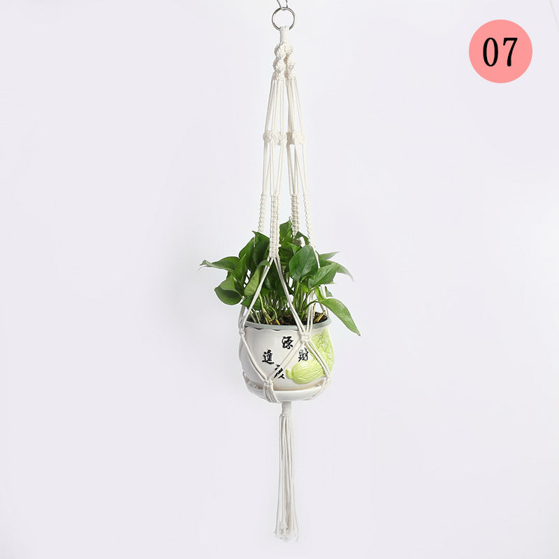 Hanging Macrame Plant Holder Dark Blue Cotton Rope | Kelmera
