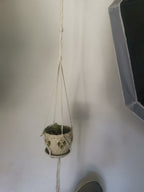Hanging Macrame Plant Holder Dark Blue Cotton Rope | Kelmera
