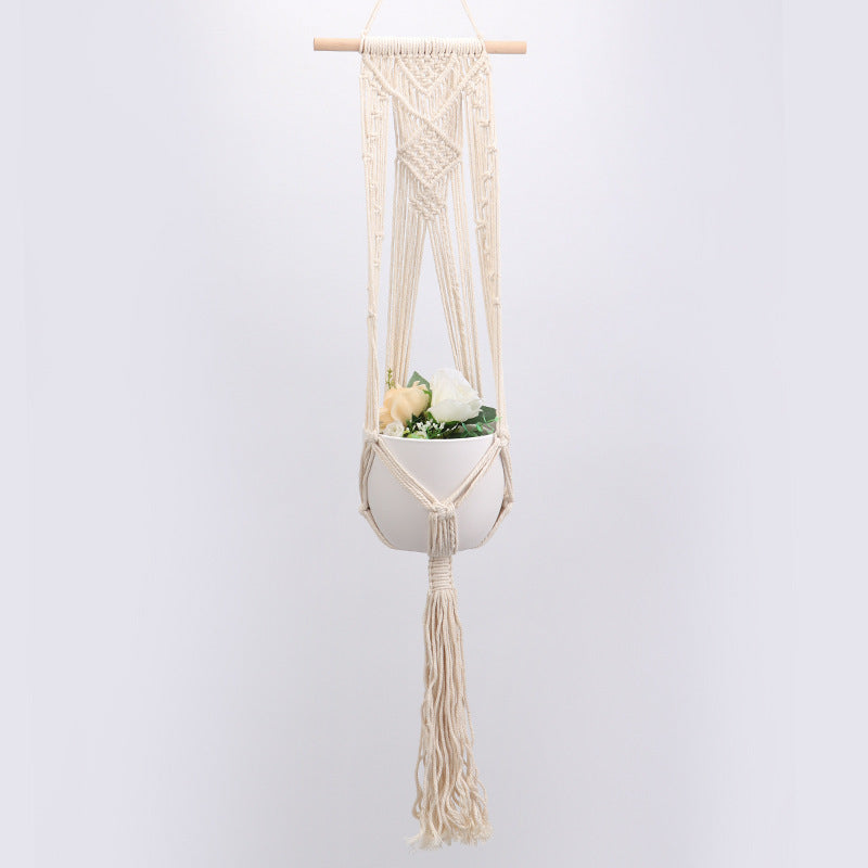 Hanging Macrame Plant Holder Dark Blue Cotton Rope | Kelmera