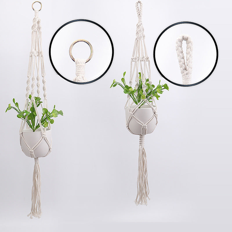 Hanging Macrame Plant Holder Dark Blue Cotton Rope | Kelmera