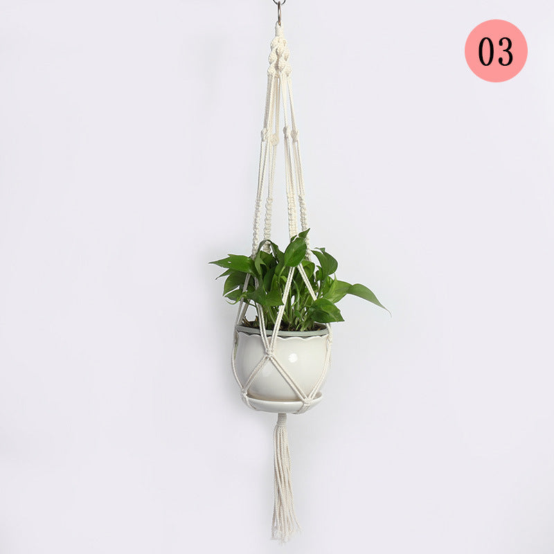 Hanging Macrame Plant Holder Dark Blue Cotton Rope | Kelmera