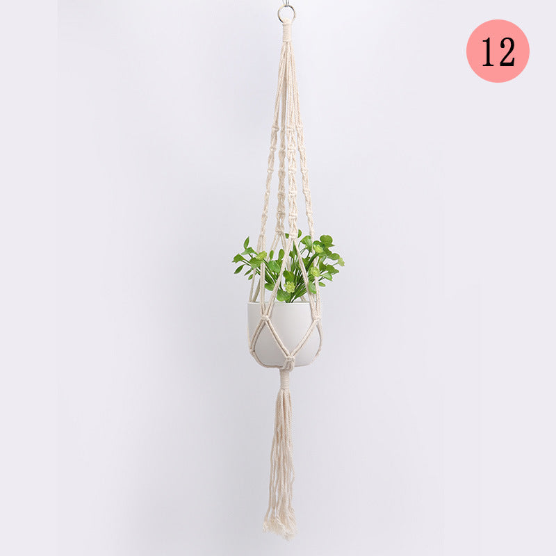 Hanging Macrame Plant Holder Dark Blue Cotton Rope | Kelmera