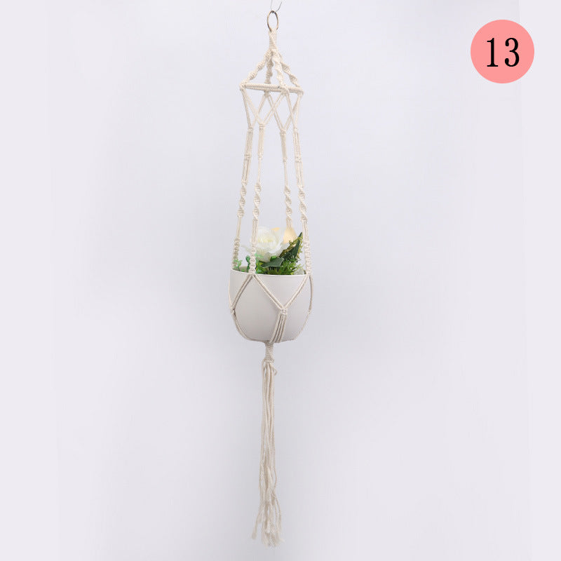 Hanging Macrame Plant Holder Dark Blue Cotton Rope | Kelmera