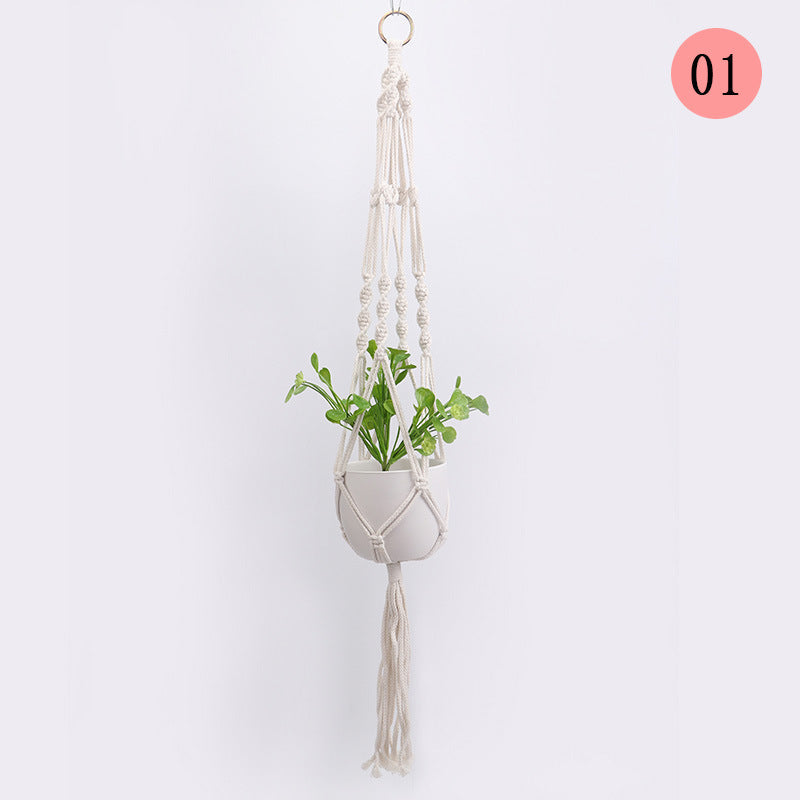Hanging Macrame Plant Holder Dark Blue Cotton Rope | Kelmera