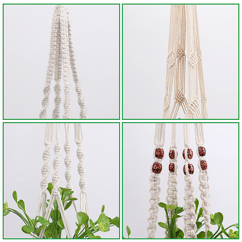 Hanging Macrame Plant Holder Dark Blue Cotton Rope | Kelmera