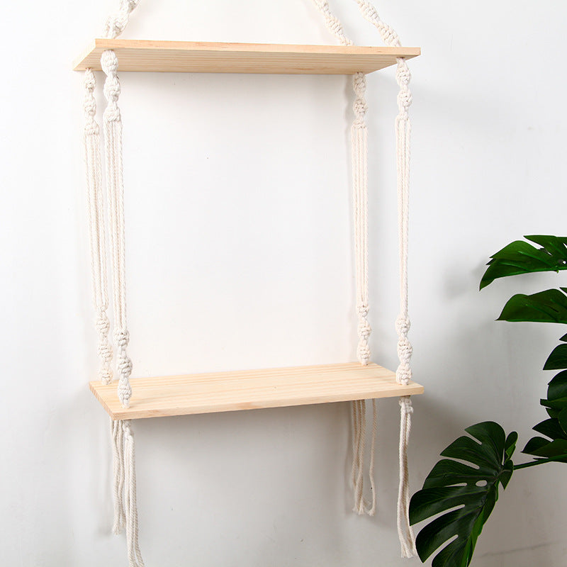 Hanging Macrame Shelf Organizer Off White | Kelmera
