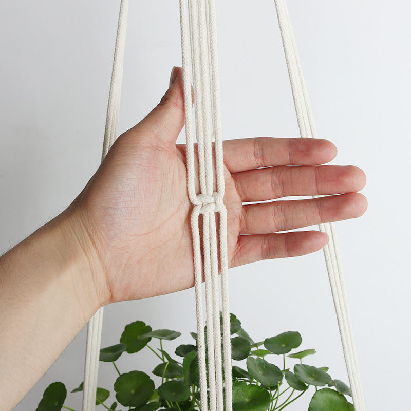 Hanging Plant Holder Cotton Macrame Wood | Kelmera
