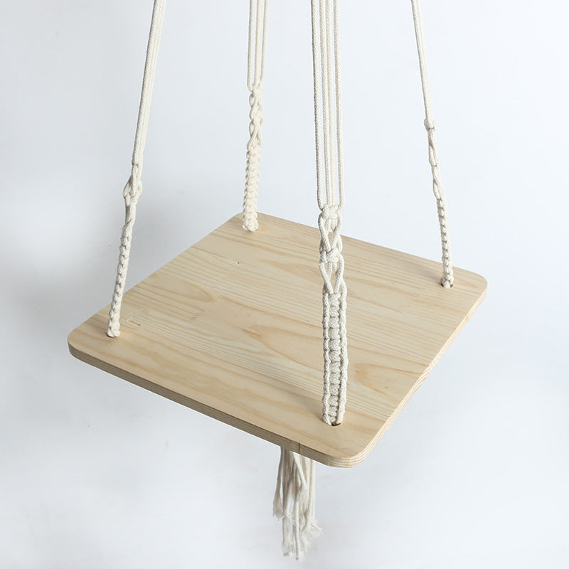 Hanging Plant Holder Cotton Macrame Wood | Kelmera