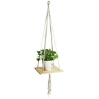 Hanging Plant Holder Cotton Macrame Wood | Kelmera
