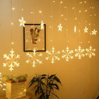 Hanging Star and Crescent Moon LED Curtain String Lights for Bedroom Ambiance | Kelmera
