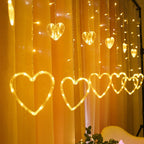 Hanging Star and Crescent Moon LED Curtain String Lights for Bedroom Ambiance | Kelmera