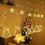 Hanging Star and Crescent Moon LED Curtain String Lights for Bedroom Ambiance | Kelmera