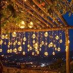 Hanging Star and Crescent Moon LED Curtain String Lights for Bedroom Ambiance | Kelmera
