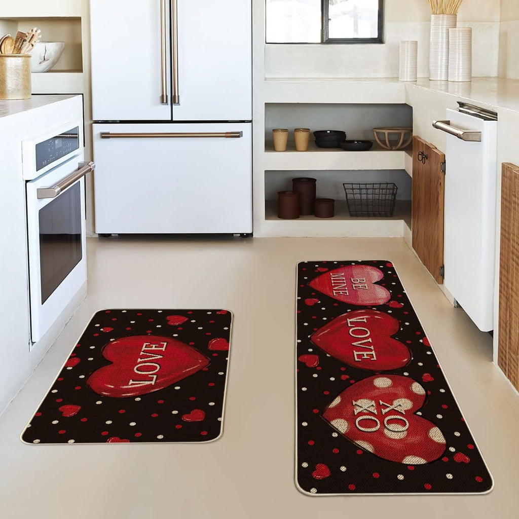 Heart-Themed Kitchen Runner Mat | Kelmera