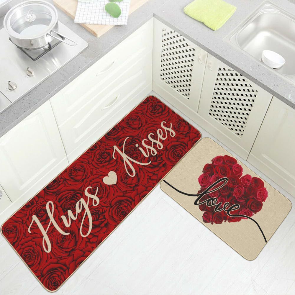 Heart-Themed Kitchen Runner Mat | Kelmera