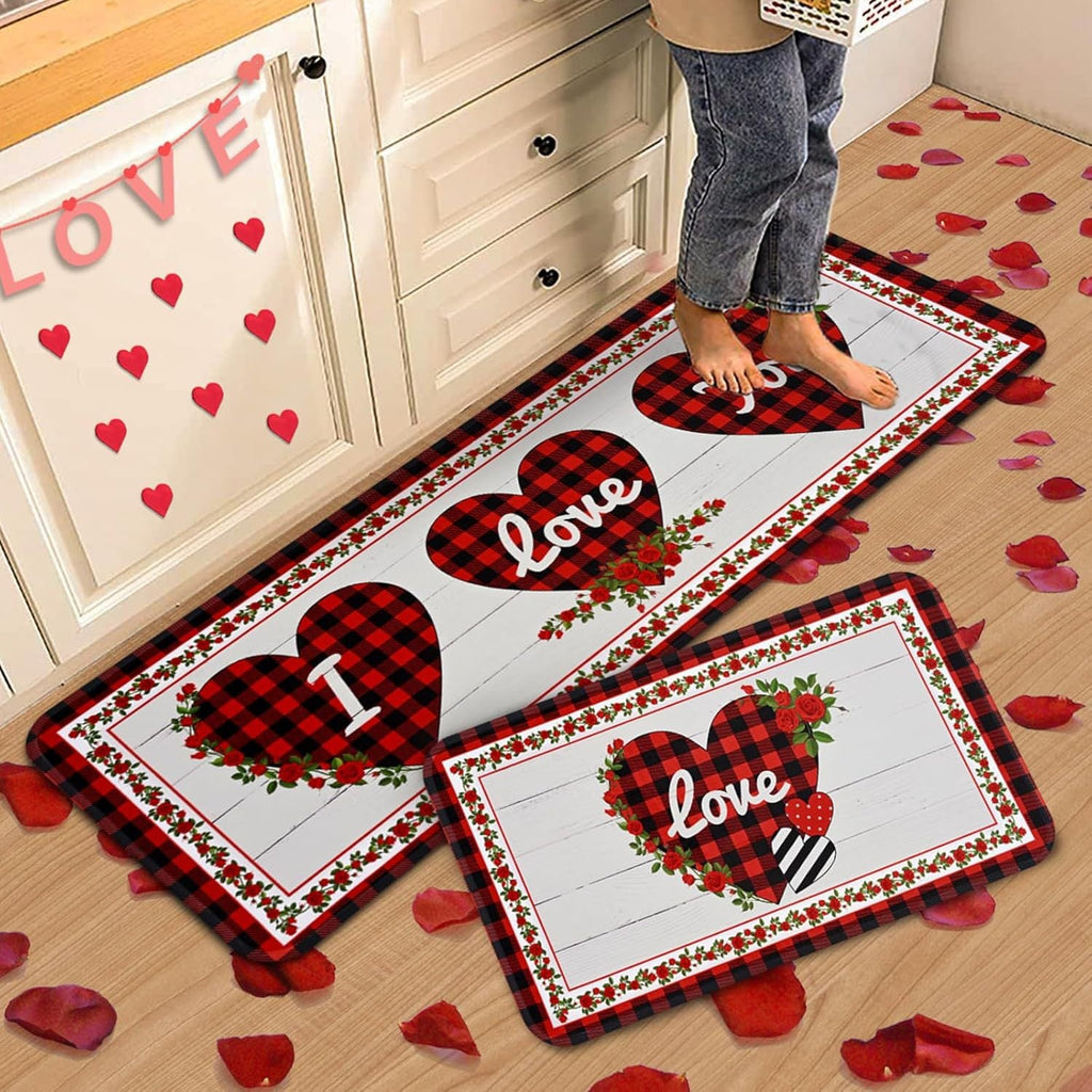 Heart-Themed Kitchen Runner Mat | Kelmera