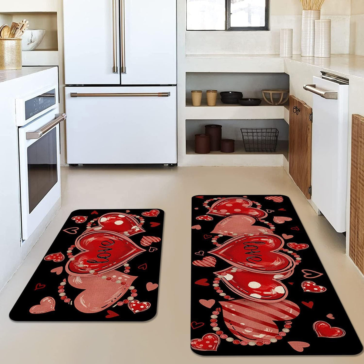 Heart-Themed Kitchen Runner Mat | Kelmera